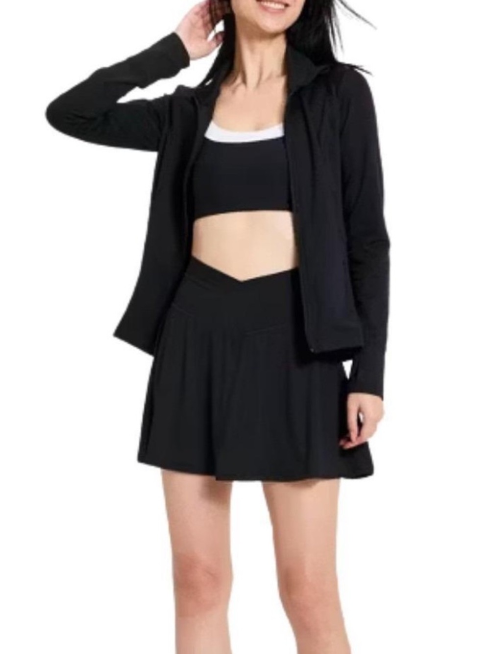 all in motion Black Tennis Athletic Skort with Crossover Waistband